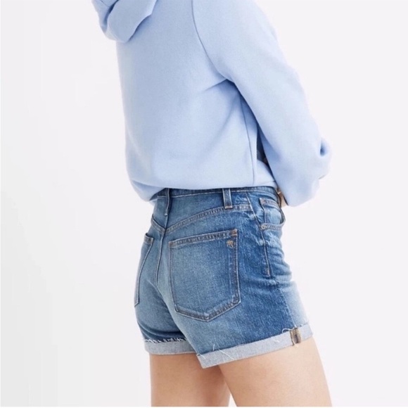 MADEWELL HIGH RISE RAW HEM DENIM SHORTS SIZE 26 / 2 BUTTON FLY - Picture 2 of 8